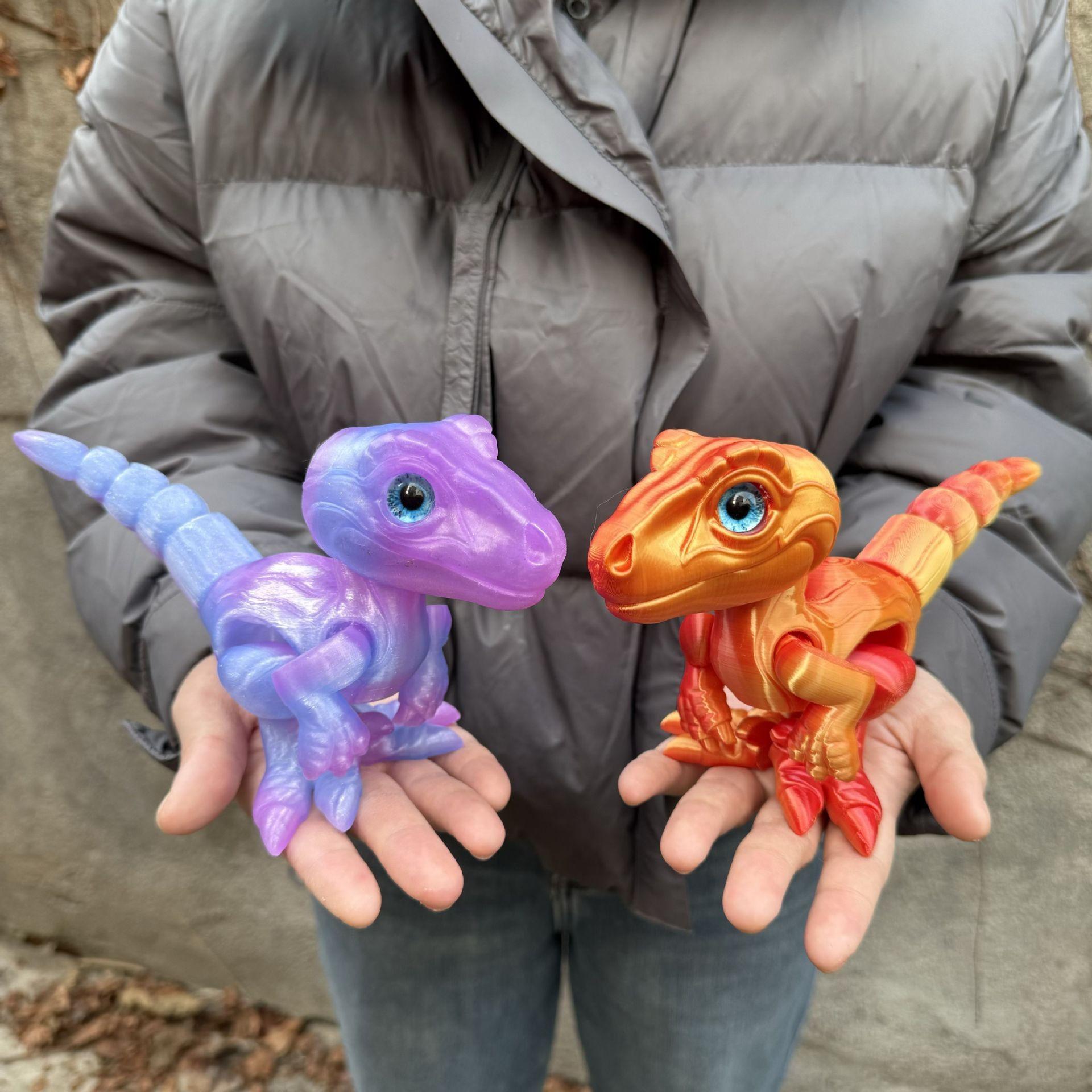 3D Printed Small Colorful Dragon Jointed Figure with Realistic Eyes, Artisanal Ornament, Collectible Doll, Decorative Craft