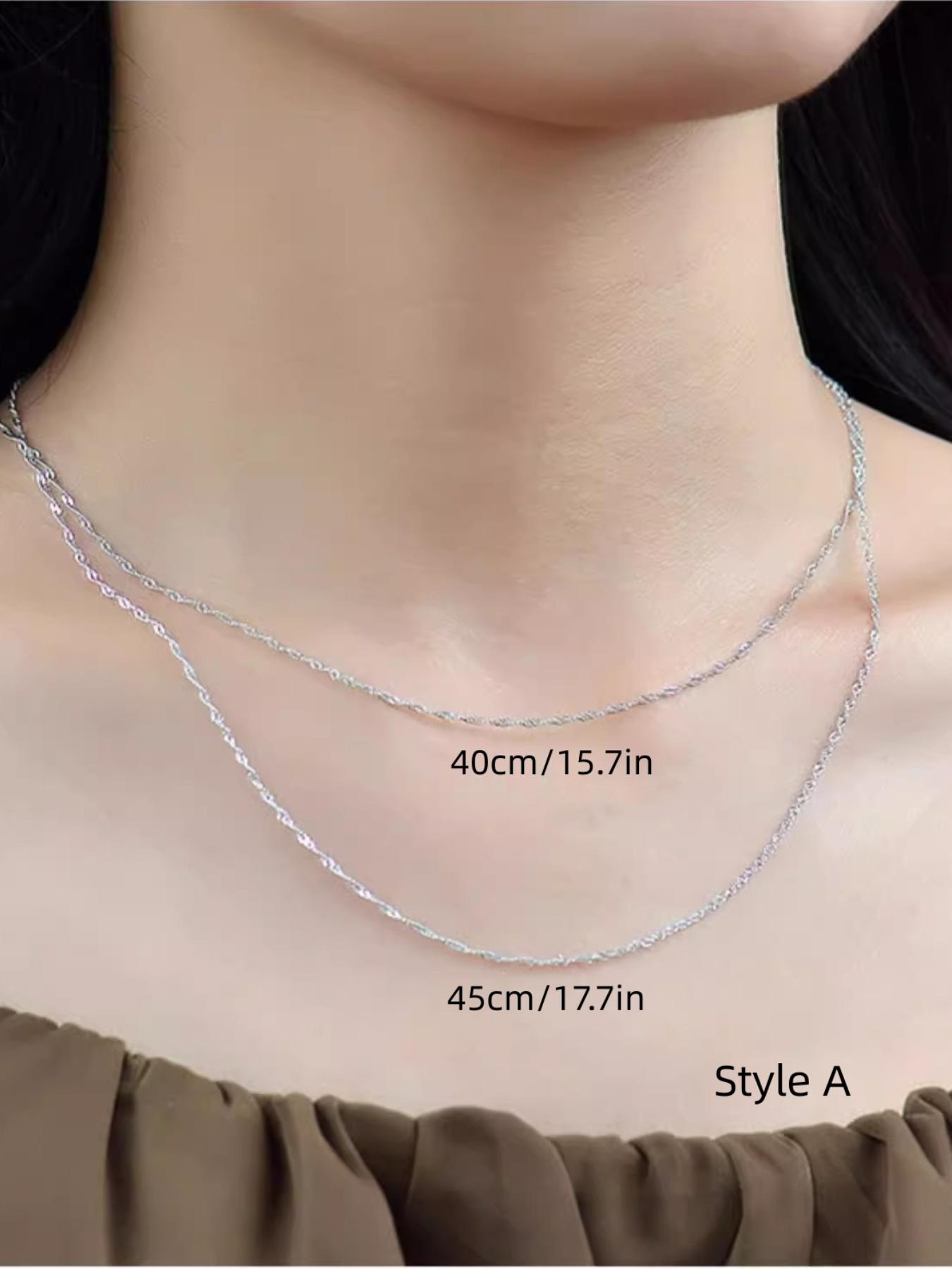 925 Sterling Silver Simple Chain Necklace, Minimalist Chain Necklace, Fashion Jewelry for Party, Daily Decor, Trendy All-match & Exquisite Jewelry for Birthday Gift