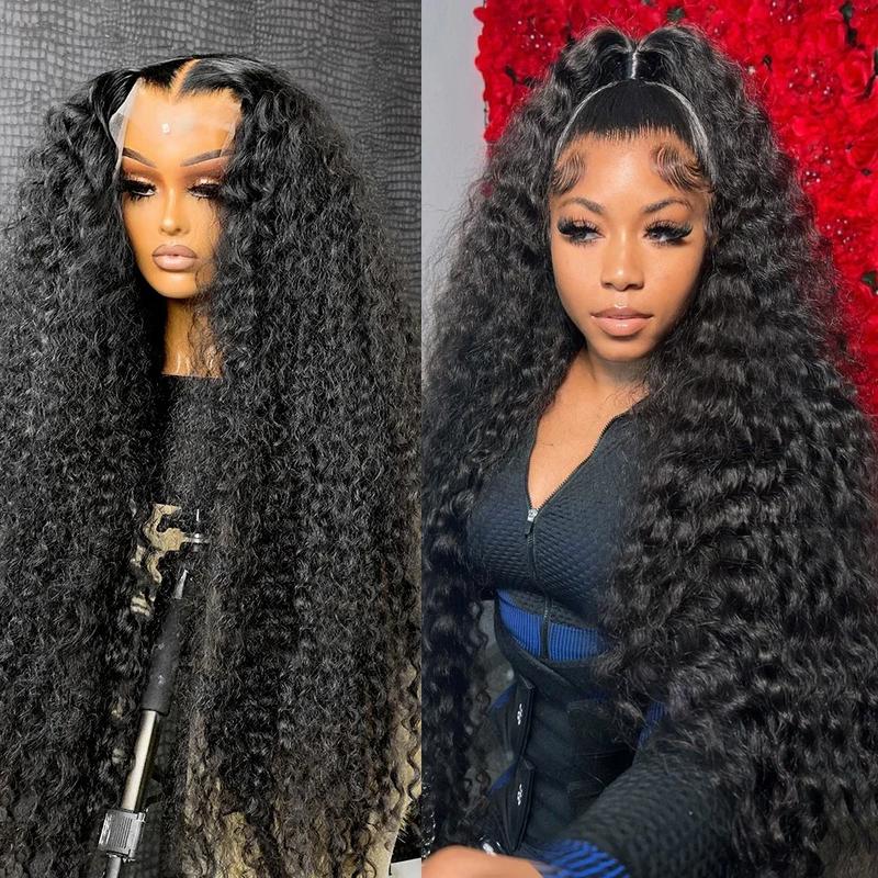 Bling Hair 180% Density 32 34Inch Deep Wave 13x6 Drawstring Glueless Wigs Human Hair For Black Women Brazilian HD Transparent 13x4 Wet And Wavy Curly Wave Lace Wig