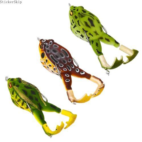 3-10Pcs Topwater Frog Fishing Lure Set, Realistic Floating Silicone Frog Baits with Double Propeller Legs, Multi-Jointed Fishing Tackle for Bass Fishing, Freshwater Pond Lake Angling, Durable Lead-Free Artificial Lures for Outdoor Fishing Trips