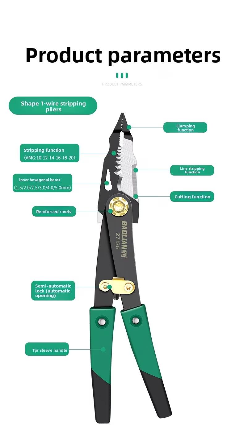 Dual-Head Multi-Function Scissors, High Hardness Deformable Flip Two-In-One Wire Stripping Tool, Quick Powerful Cutting Instrument