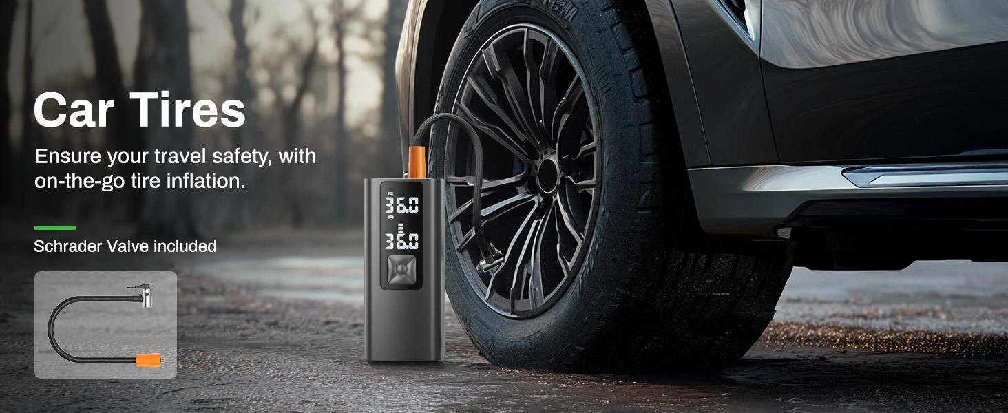 Tire Inflator Portable Air Compressor, AMPBANK AT003 Auto Air Pump for Car Tires, Tire Inflator 150PSI with 6000mAh Battery, Pressure Gauge & LED Screen, Air Compressor for Car, Motorcycle, Bike, Ball Tire Inflator Portable Air Compressor, AMPBANK AT003 Auto Air Pump for Car Tires, Tire Inflator 150PSI with 6000mAh Battery, Pressure Gauge & LED Screen, Air Compressor for Car, Motorcycle, Bike, Ball