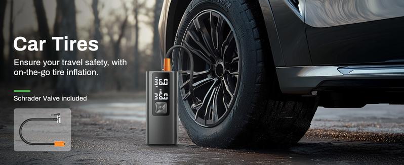 Tire Inflator Portable Air Compressor, AMPBANK AT003 Auto Air Pump for Car Tires, Tire Inflator 150PSI with 6000mAh Battery, Pressure Gauge & LED Screen, Air Compressor for Car, Motorcycle, Bike, Ball