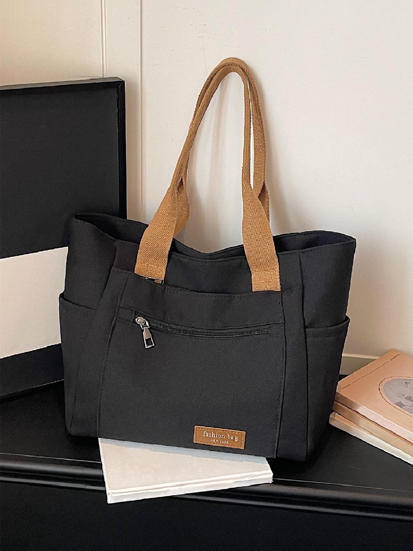 Large Capacity Multi-Compartment Canvas Tote Bag, Women's Casual Practical Shopping Bag, Fashion Daily Commute Crossbody Bag, Fashionable Tote Bag