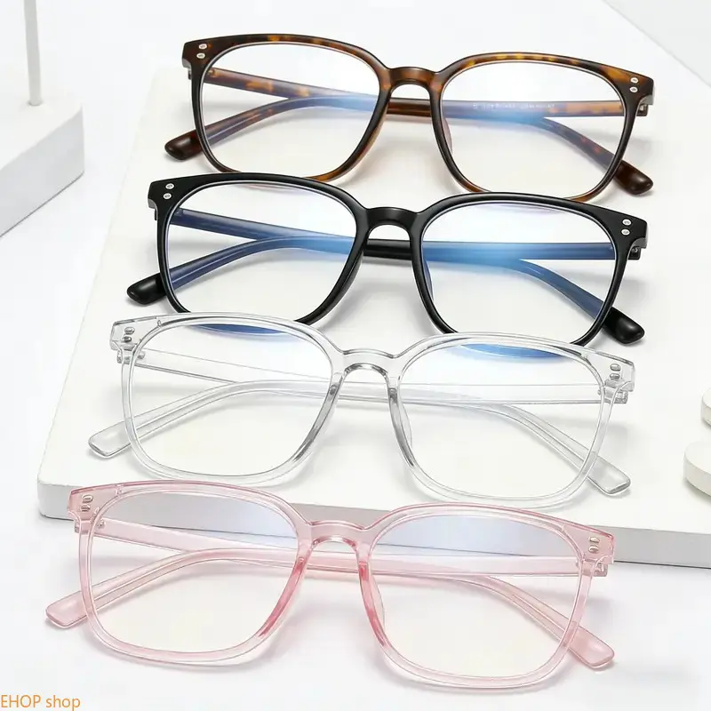 Women's 4-Pack Blue Light Blocking Eyeglasses, Stylish Leopard Print Frames, Face-Slimming Design, Casual Sports Eyewear, for Screen Time & No-Makeup Daily Wear Stainless Steel Layered Cross Necklace luxury jewelry minimalist lightweight copper jewelry