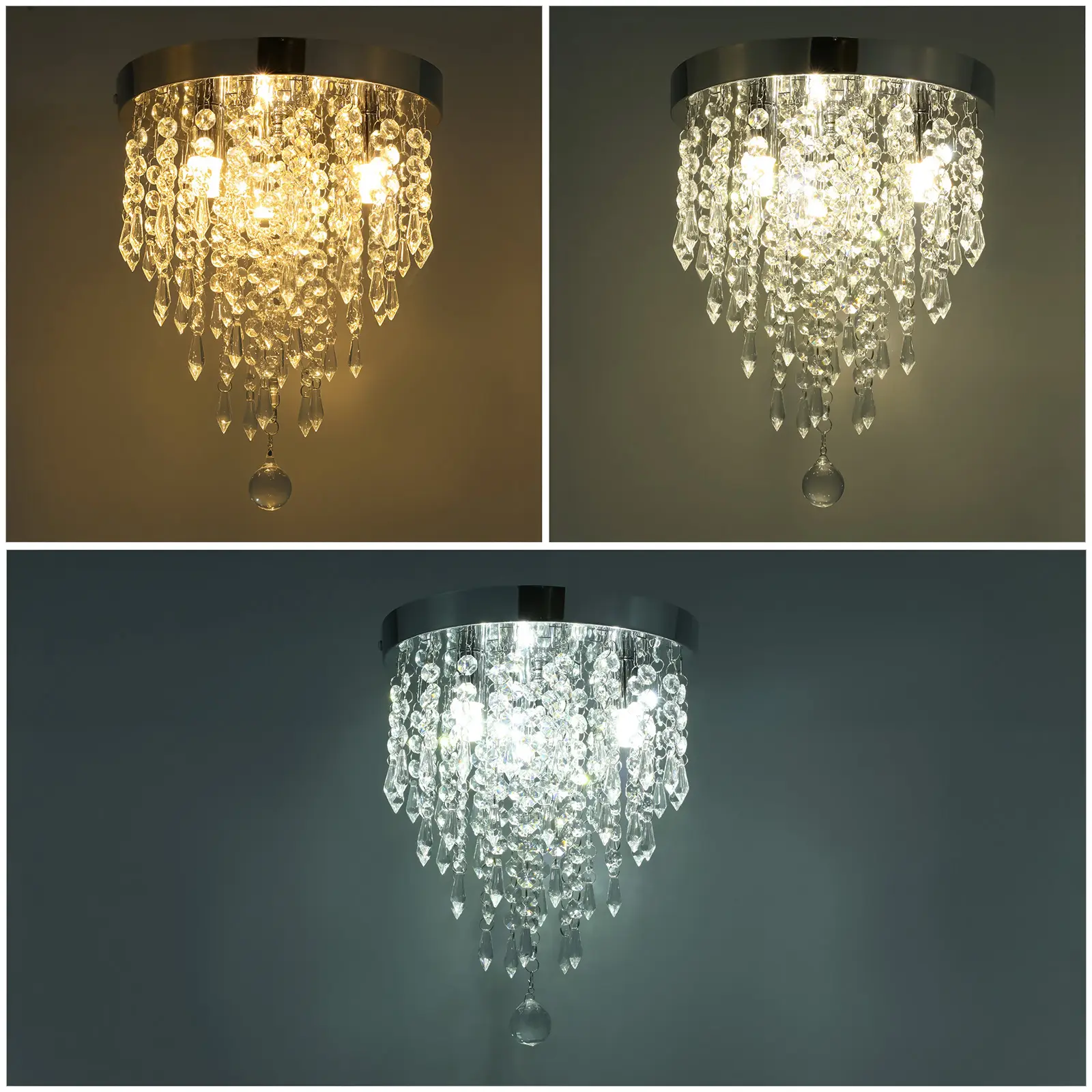 Modern Crystal Ceiling Light K9 Crystal Flush Mount Fixture For Bedroom Living Room Dining Room
