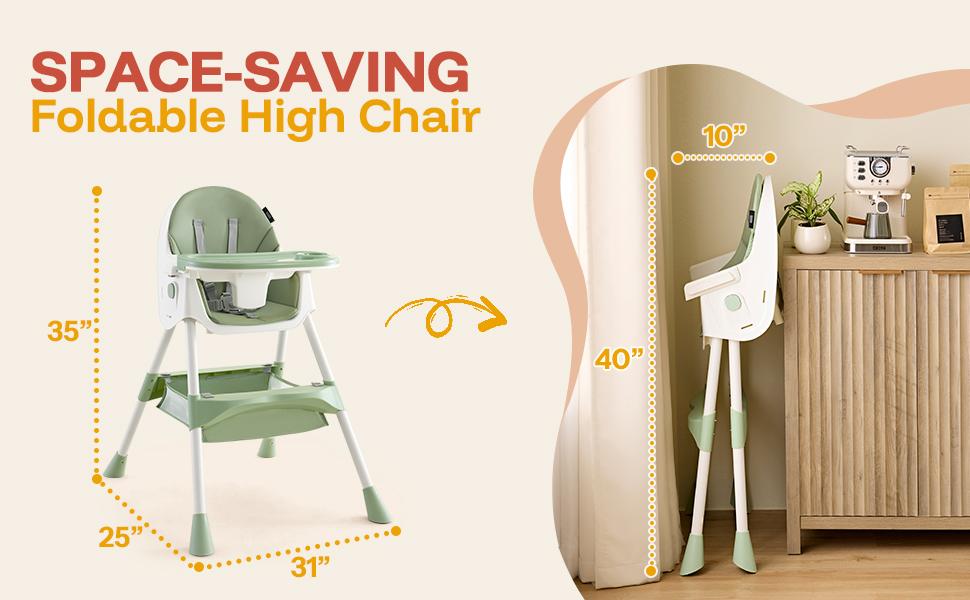 HARPPA 6-in-1 Foldable Baby High Chair, Baby Fedding Chair & Rocking Chair, Adjustable Heights, Booster Seat With 5-Point Safety Harness & Removable Tray, Easy to Clean, Baby Items, Toddler Christmas Gifts