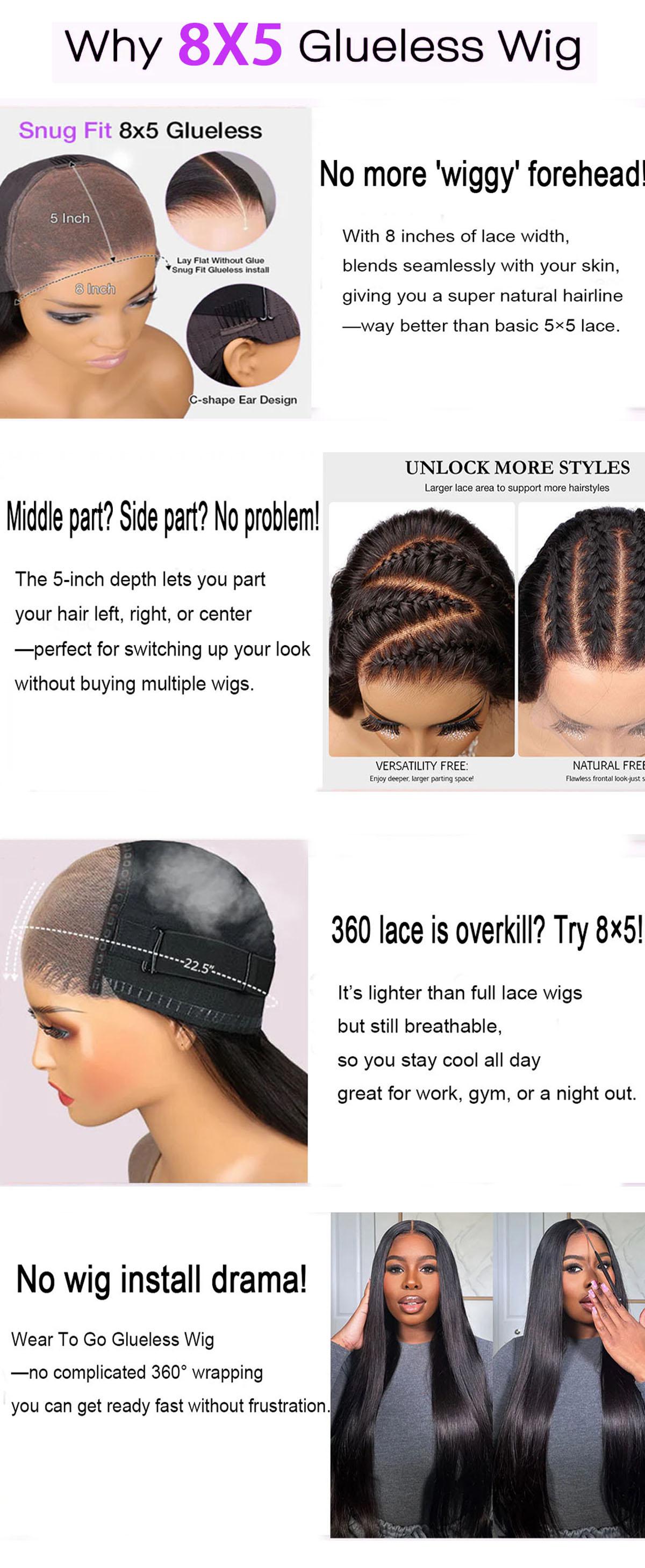 Hermosa Ready Go Real Glueless Silky Straight Wigs Pre Bleached And Pre Cut 8x5 HD Lace Human Hair Lace Front Wigs Beginner Friendly #TikTokShopBlackFriday