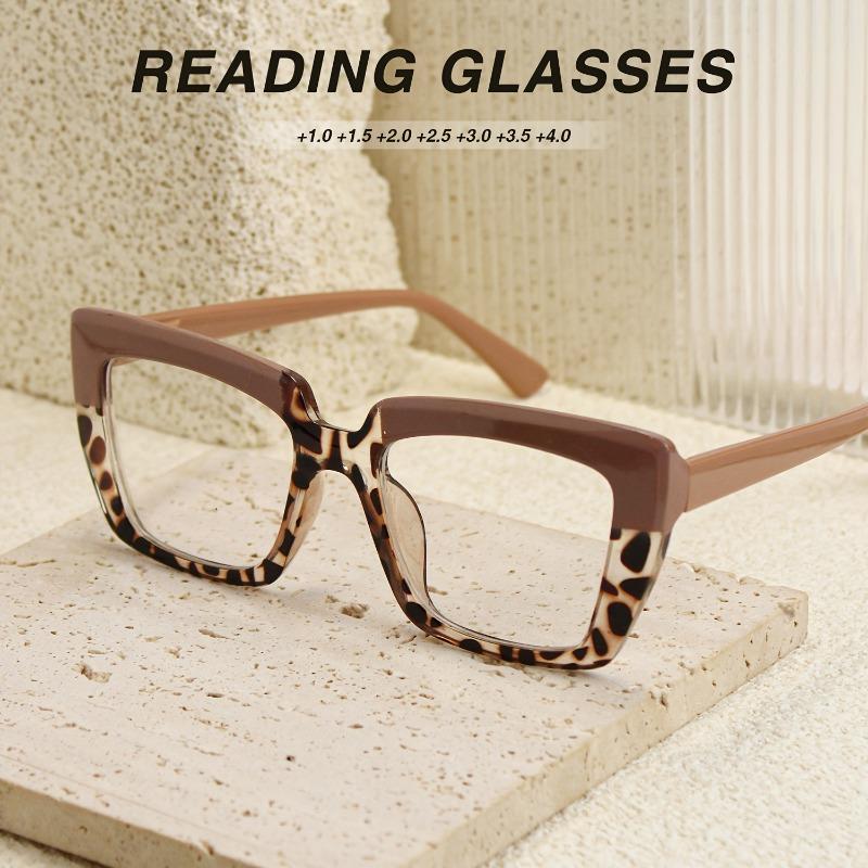 GIGULA 7-piece large frame progressive reading glasses, with spring hinge, close to the face, ladies' reading glasses, suitable for daily use parties, can be used for driving, High Quality Eyewear
