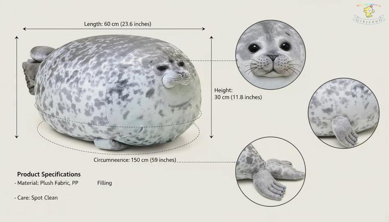 JIAJCHUF Adorable Fat Seal Plush Toy, Jiajchuf Soft Stuffed Animal Pillow, Perfect Gift for Kids & Adults, Cozy Hugging Companion, Soft Cuddly Gift