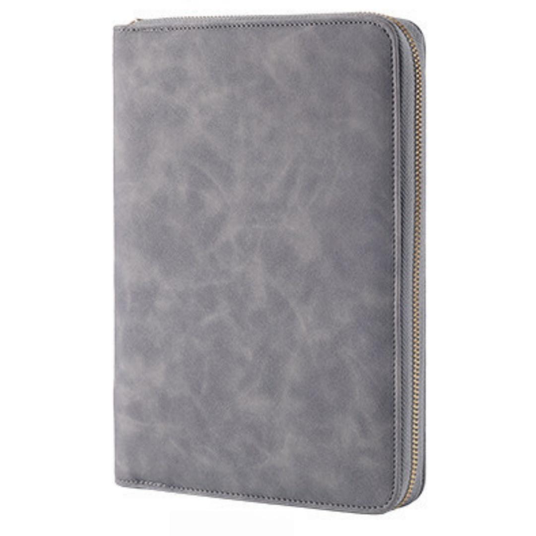 A5 PU Leather Zippered Binder Notebook, Multi-Pocket Organizer Journal, Hardcover Business Planner with Zip Closure for Work, School & Travel