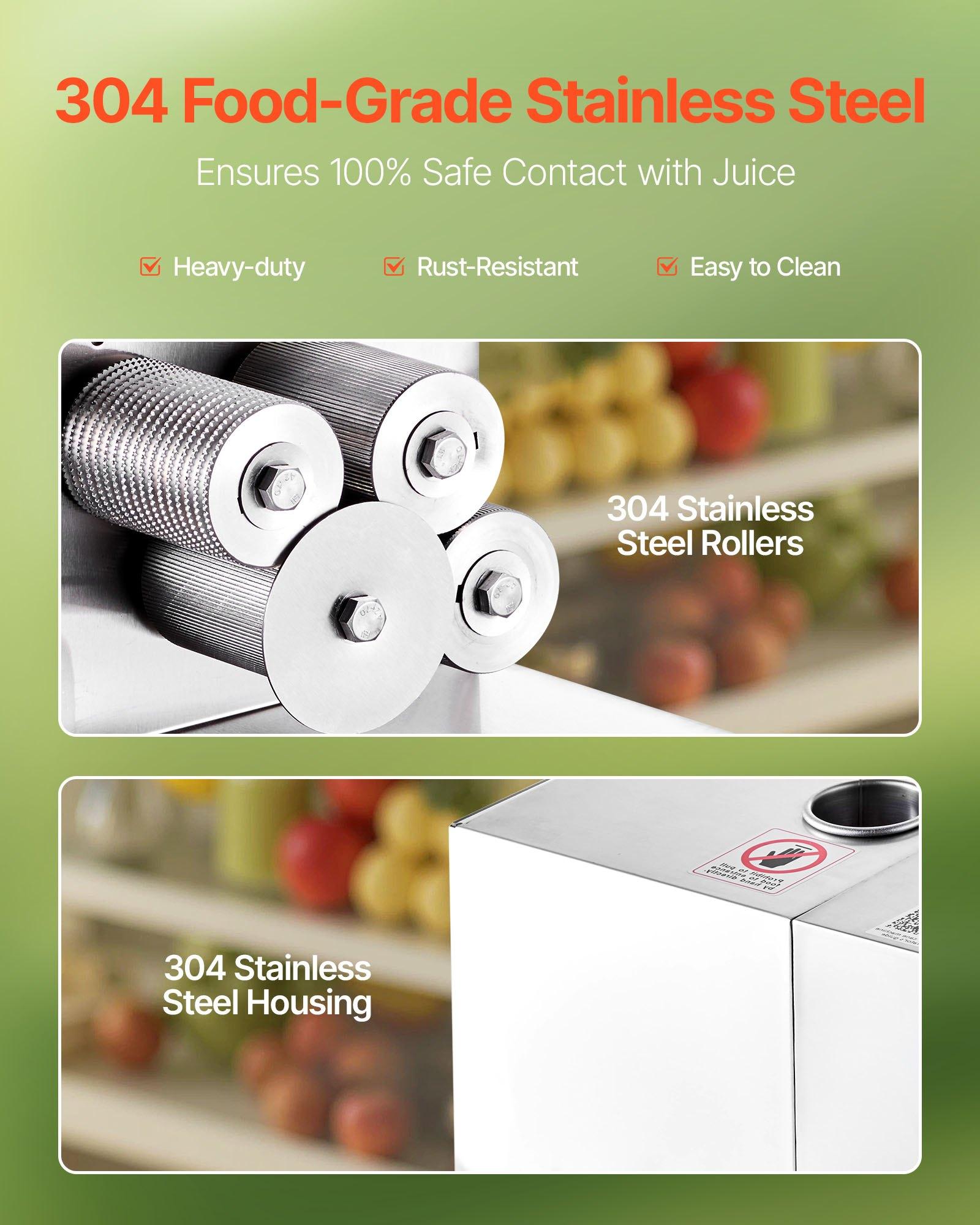 【DealsForYouDays】VEVOR Commercial Sugar Cane Juicer, 800W Electric Sugarcane Juicer Machine with 661LBS/H High Output, 4 Stainless Steel Rollers, Sugar Cane Press Juice Extractor Squeezer for Home/Commercial Use