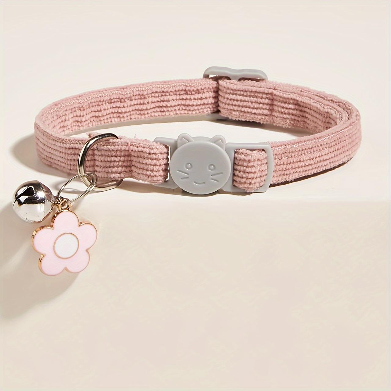 Cute Cat Collar with Bell & Flower Pendant, 2 Counts/set Adjustable Pet Collar with Safety Buckle, Pet Supplies for Small Cats Dogs