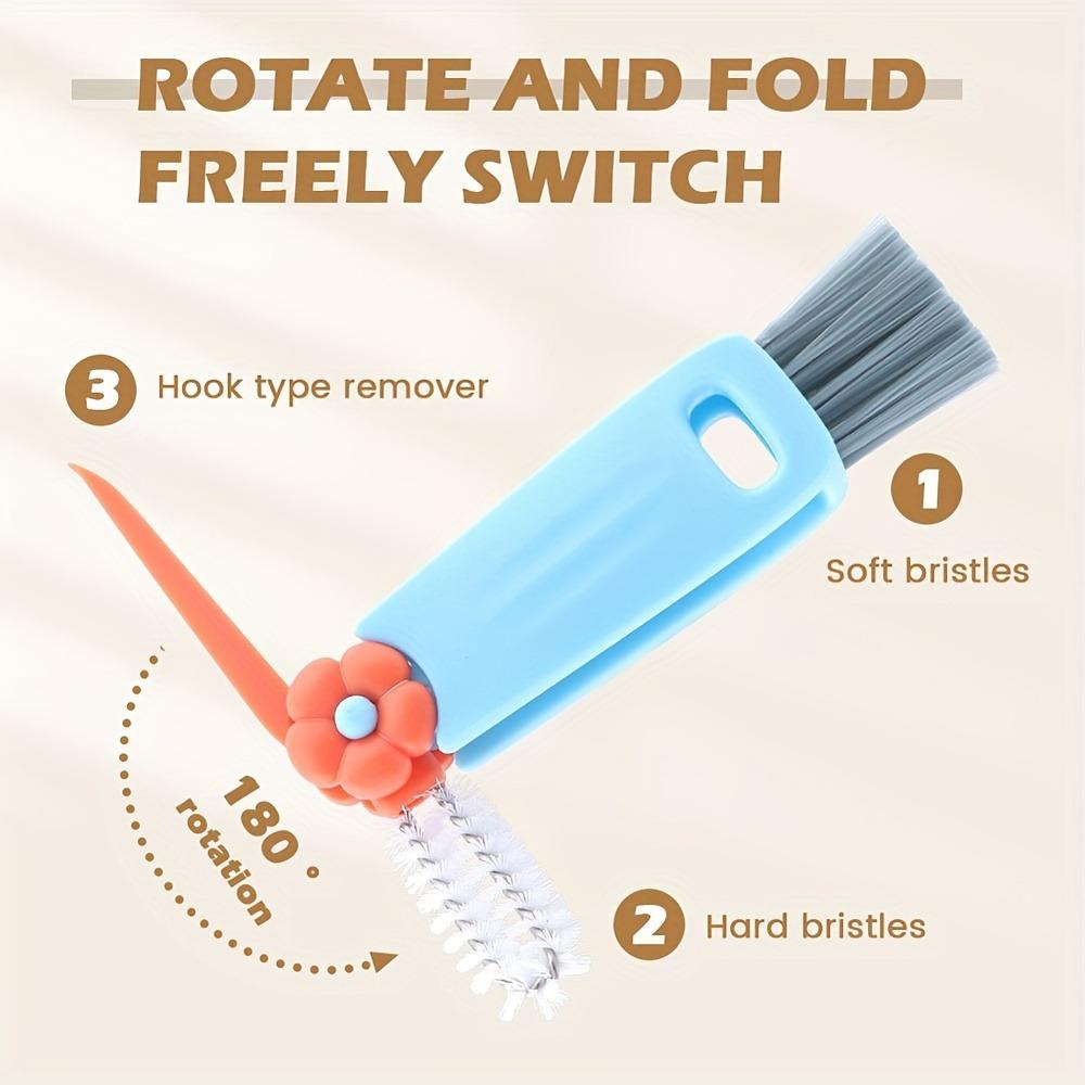 3-Piece Cleaning Brushes, New Bottle Gap Cleaning Brushes, Suitable for Bottle Gaps and Cups, Portable Cup Lid Cleaning Brushes with Brushes for Cleaning, Easy to Use, Great as Small Car Gifts