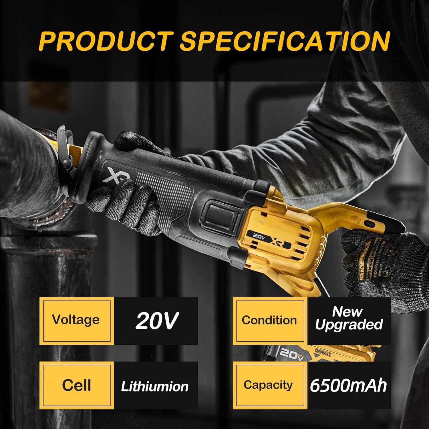 Upgraded 4-Pack 20V 8.0Ah Lithium Ion Batteries for De-walt 20 Volt Max XR Tools DCB200 DCB201 DCB203 DCB204 DCB206 DCB207 High Capacity Long-lasting Power