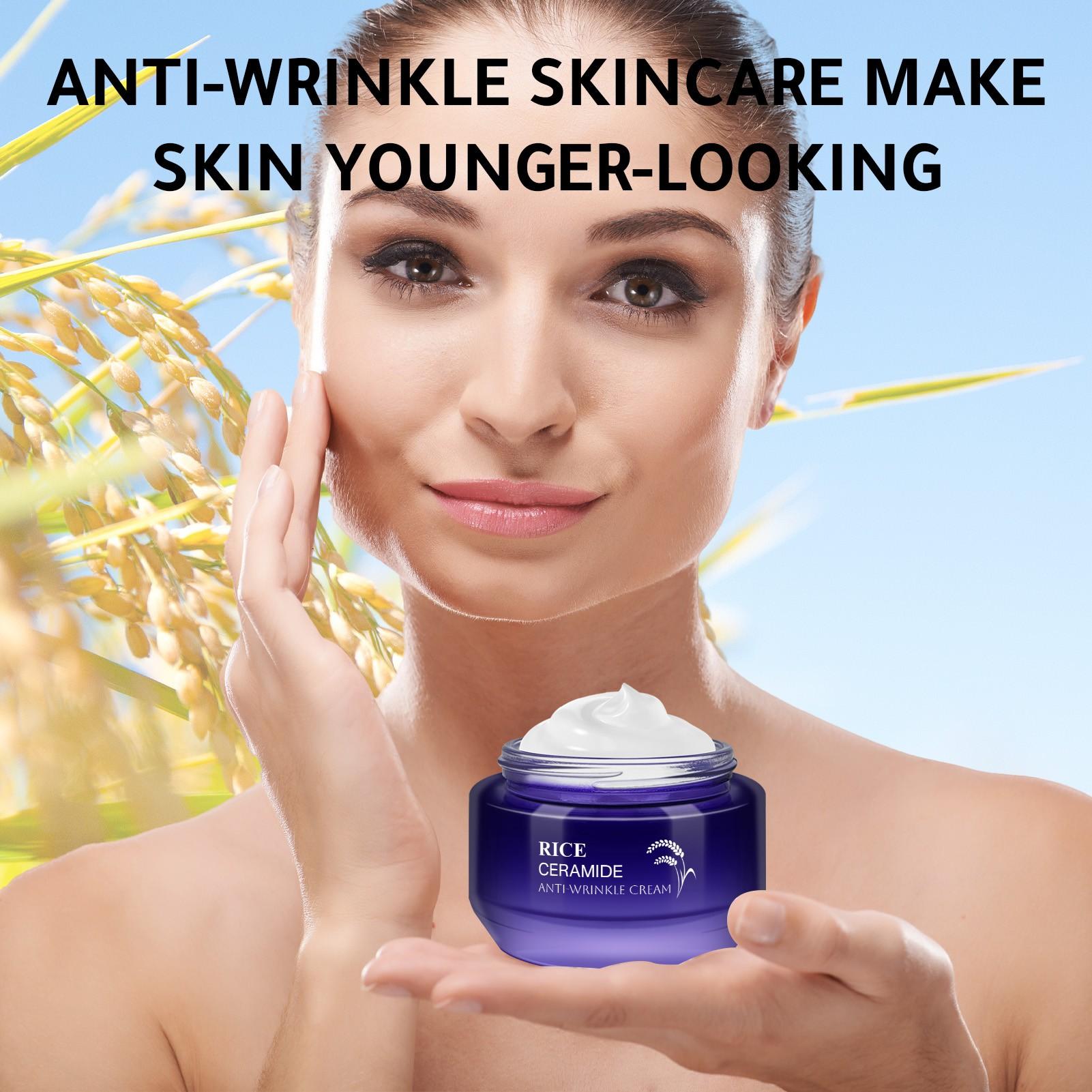 50g Rice Ceramide Anti-Wrinkle Cream, Skincare, Hydrating Ingredients, Tightening, Lightweight, Suitable for All Skin Types