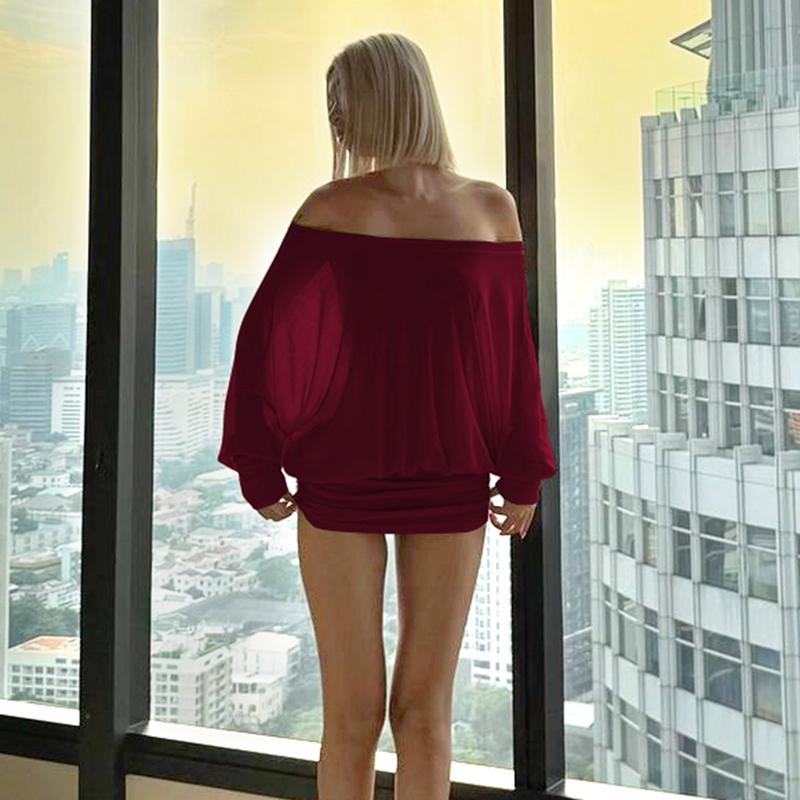 Women's Sheer Ruched Party Dress, Off-The-Shoulder Long Sleeve Women's Mini Dress for Spring & Fall Women's Sheer Ruched Party Dress, Off-The-Shoulder Long Sleeve Women's Mini Dress for Spring & Fall