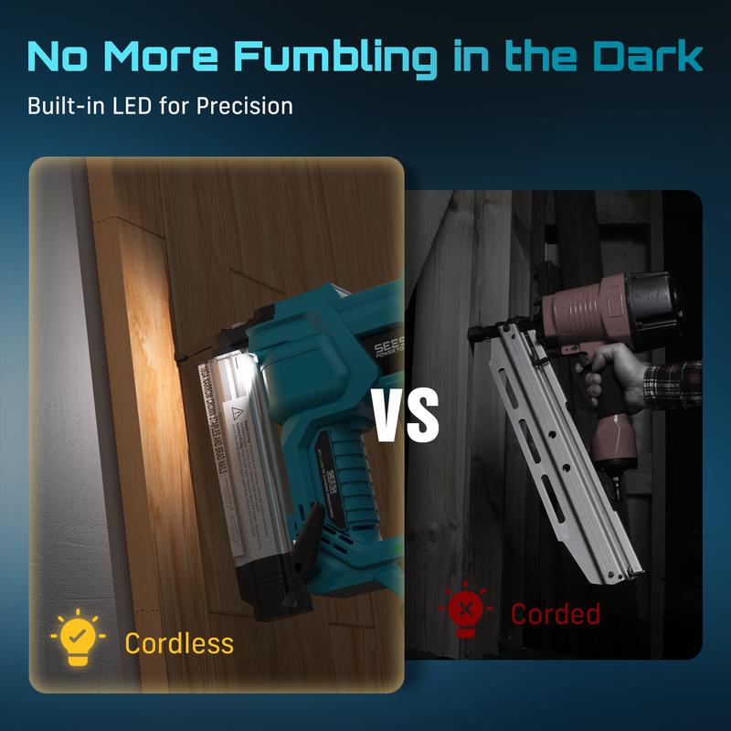 SEESII Cordless 2-in-1 Brad Nailer/Staple Gun (18GA) – 21V Electric Pneumatic Nail Gun w/ 2x4.0Ah Battery & Charger, 1000Pcs Nails, Adjustable Depth | Single/Contact Firing for Upholstery, Woodworking, DIY, dealsforyoudays,HKF50 SEESII Cordless 2-in-1 Brad Nailer/Staple Gun (18GA) – 21V Electric Pneumatic Nail Gun w/ 2x4.0Ah Battery & Charger, 1000Pcs Nails, Adjustable Depth | Single/Contact Firing for Upholstery, Woodworking, DIY, dealsforyoudays,HKF50