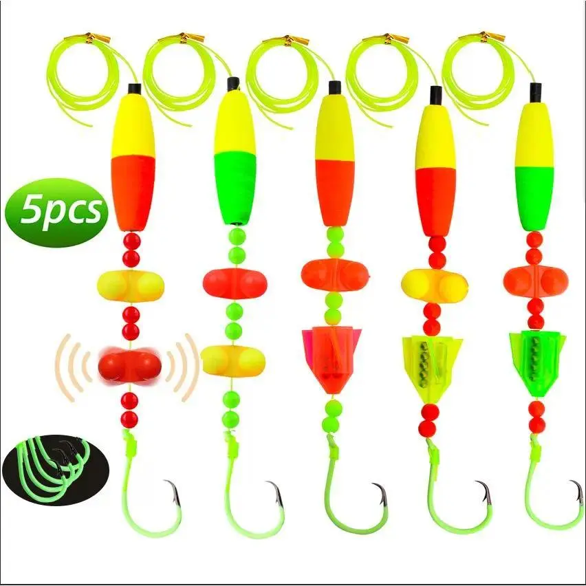 5PCS Catfish Rig-Santee Cooper Style Fishing Gear with Rattle Floats, 6/0, 8/0 10/0 Circle Hooks, Perfect for Lake, River, Bank Fishing, Peg Floats, and Catfish-Specific Tackle catfish float rig catfish rig santee santee rig