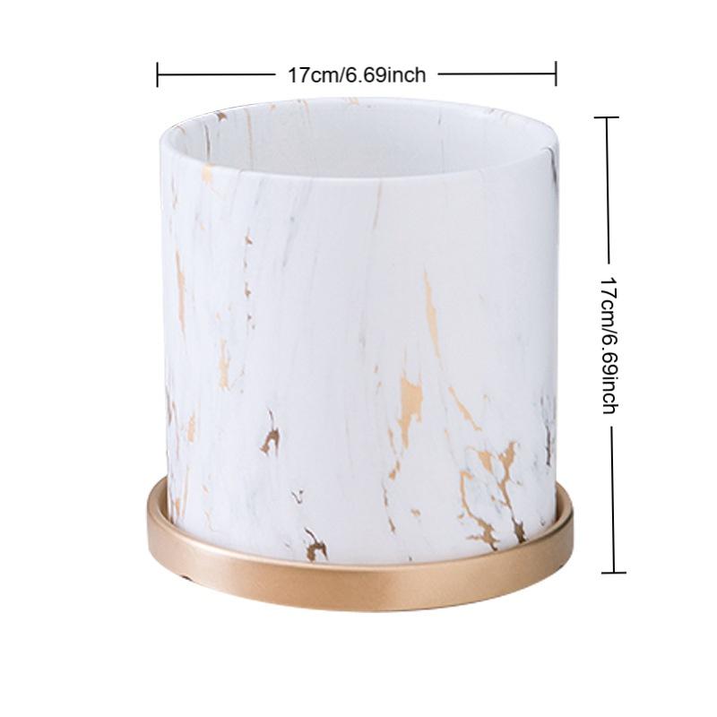 Butterfly Orchid Ceramic Small Flower Pot, Luxury High-End Marble Pattern Home Large Vase, Elegant Decorative Planter