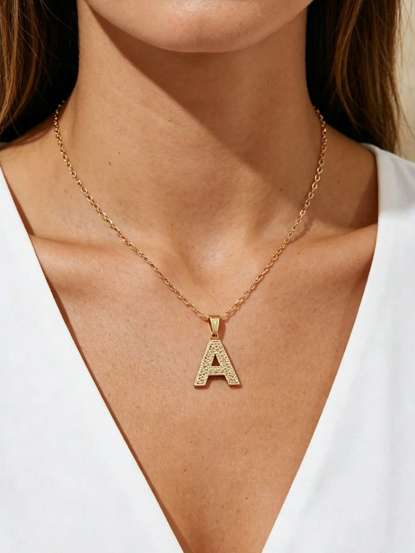 Personalized Letter Pendant Necklace, Stainless Steel Jewelry for Women, Casual Name Necklace, Daily Wear Accessory