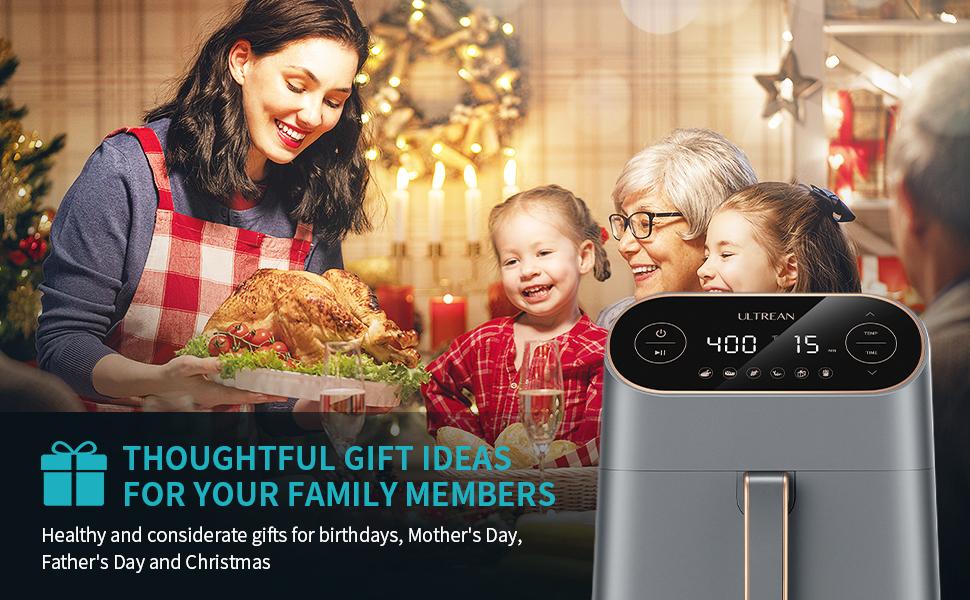 Air Fryer, 9 Quart 6-in-1 Electric Hot XL Airfryer Oven Oilless Cooker, Large Family Size LCD Touch Control Panel and Nonstick Basket, ETL Certified, 1750W