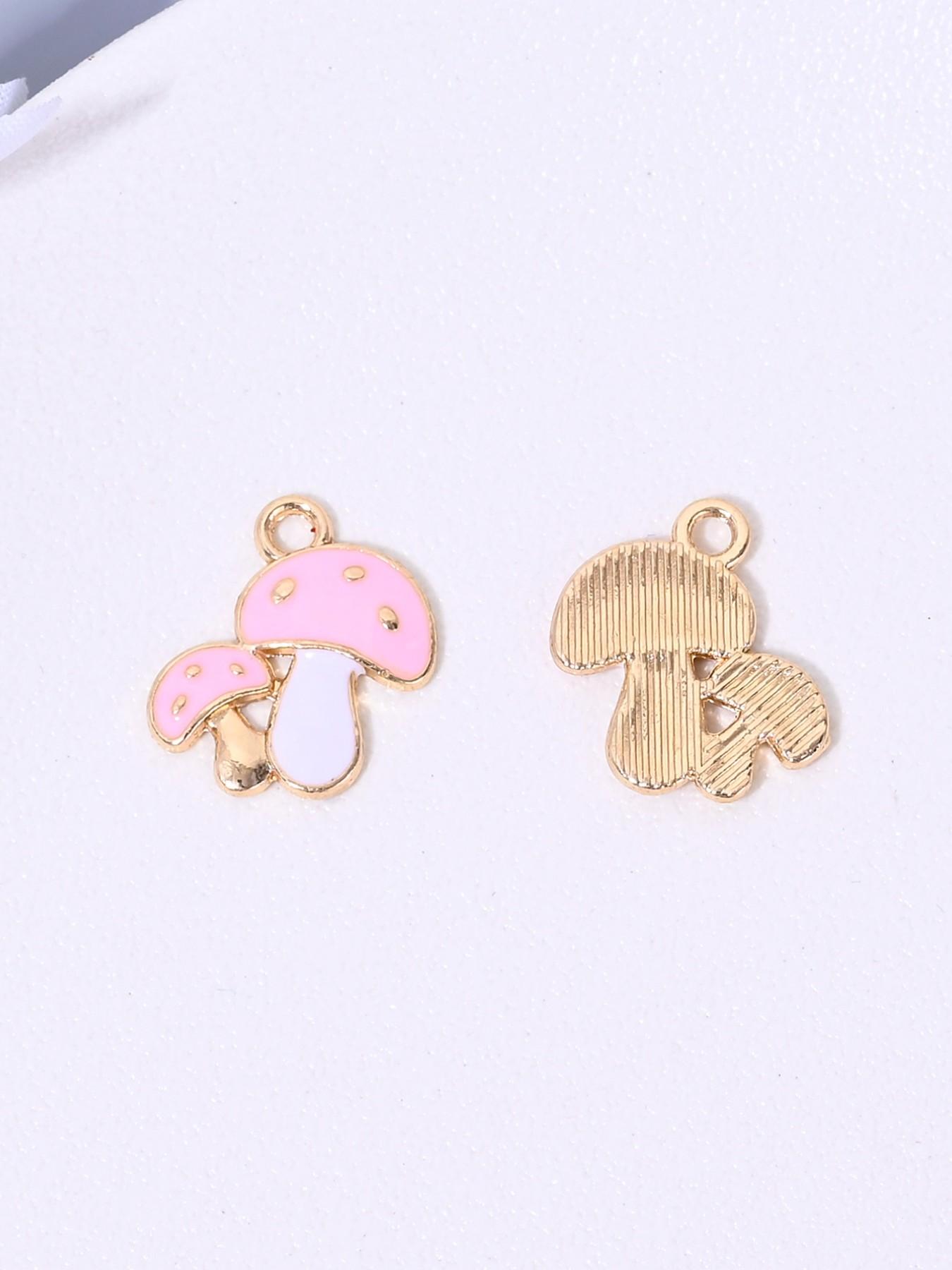 Cute Cartoon Mushroom Pendant, Perfect for DIY Jewelry Making, Includes Earrings, Necklaces, Bracelets, Keychains, Set of 10