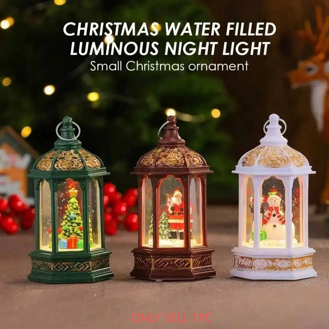 Christmas Snowflake LED Light, Water-Infused Hexagon Lantern, Festive Holiday Gift, Decorative Christmas Ornament, Home Decoration