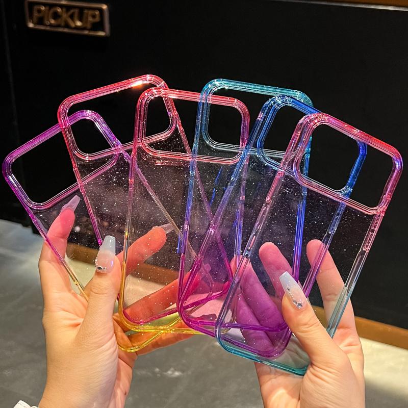 The refreshing "ins flash powder gradient" design is suitable for the 17promax ultra-thin hard-shell iPhone 16 phone case / iPhone 15 Pro Max / iPhone 14 / iPhone 13 phone protection cover with a dual-color splicing minimalist style.