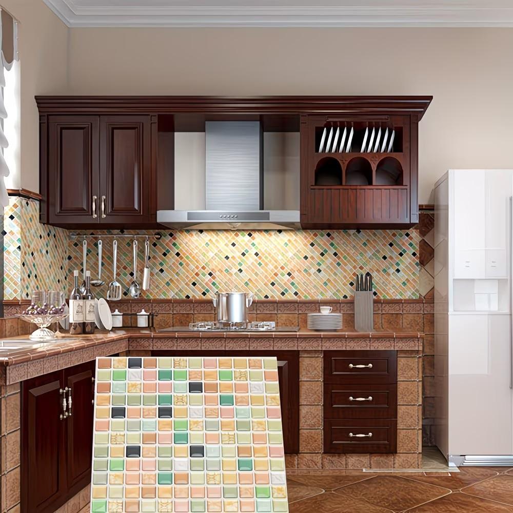 Crystal Resin 3D Mosaic Tiles Self-Adhesive Wall Stickers, Heat-Resistant Peel-And-Stick Wallpaper for Living Room Kitchen Bathroom Home Decor