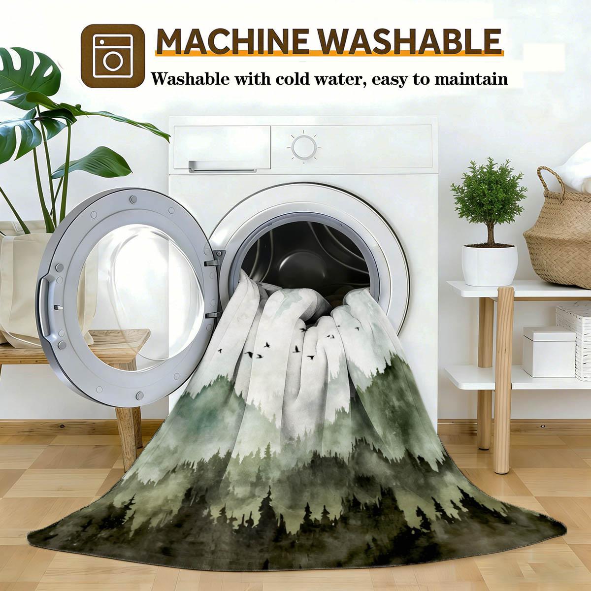 Landscape Bird Print Blanket, Simple Flannel Throw, Breathable All-Season, Sofa Bed Tail Bedroom Decor, Gift for Home Pets