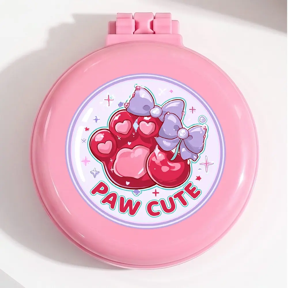 Circular Balloon Comb, Cherry Cat Paw Design, Foldable Travel Detangling Hair Brush, Portable Mini Hair Comb, Ideal Birthday Gift