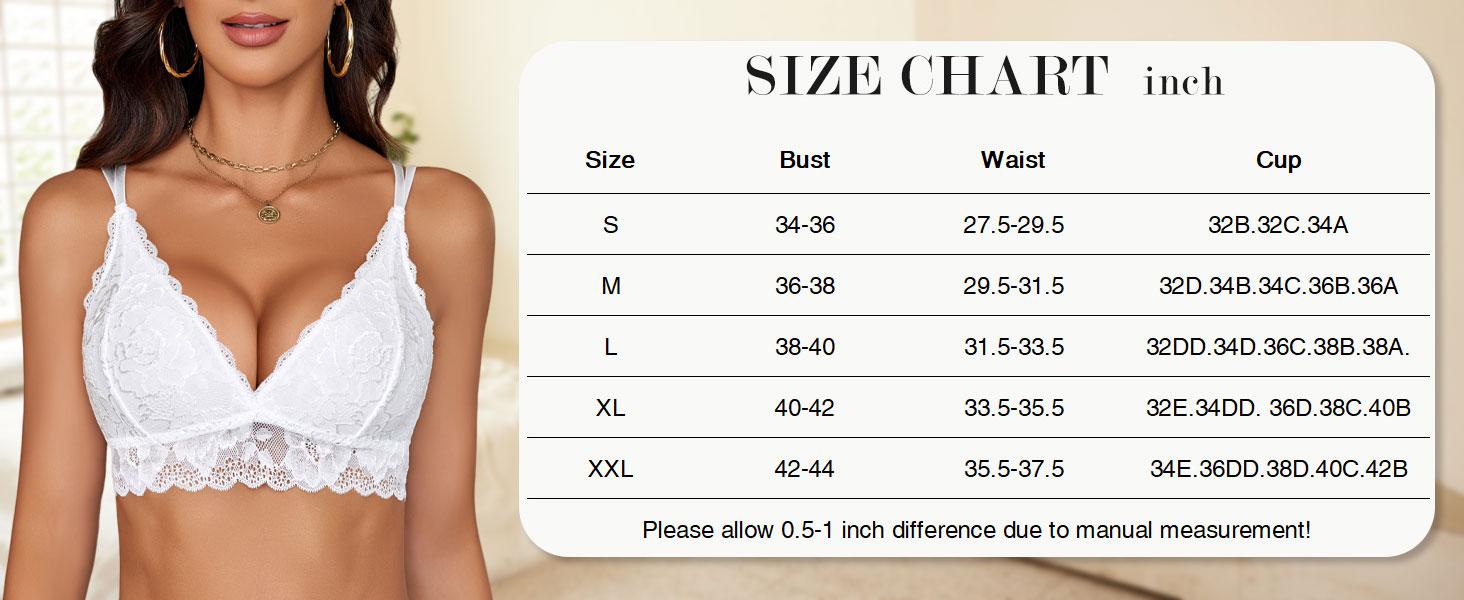 Avidlove Floral Lace Bralette for Women Deep V Cross Back Longline No Padded Soft Stretchy Nylon Spaghetti Straps Adjustable Backless Bra