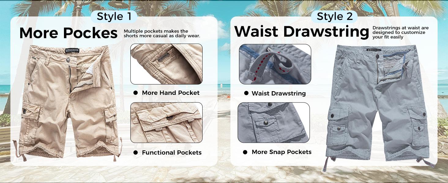 Men's Cotton Twill Cargo Shorts Classic Relaxed Fit- Reg and Big & Tall Sizes Outdoorfun