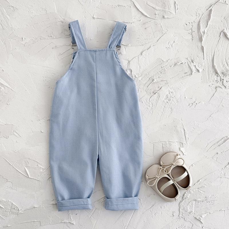 Toddler Kids Baby Boy Girl Overalls Flower Embroidery Blue Casual Loose Straps Trousers Romper Jumpsuit Spring Autumn Bodysuit