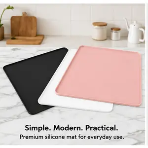 Silicone Drip Tray Mat 13 x 9 inches Leak-Proof Floor Protection Mat Suitable for Refrigerator, Washing Machine, Portable Air Conditioner Durable and Easy to Clean Pink, Black, White