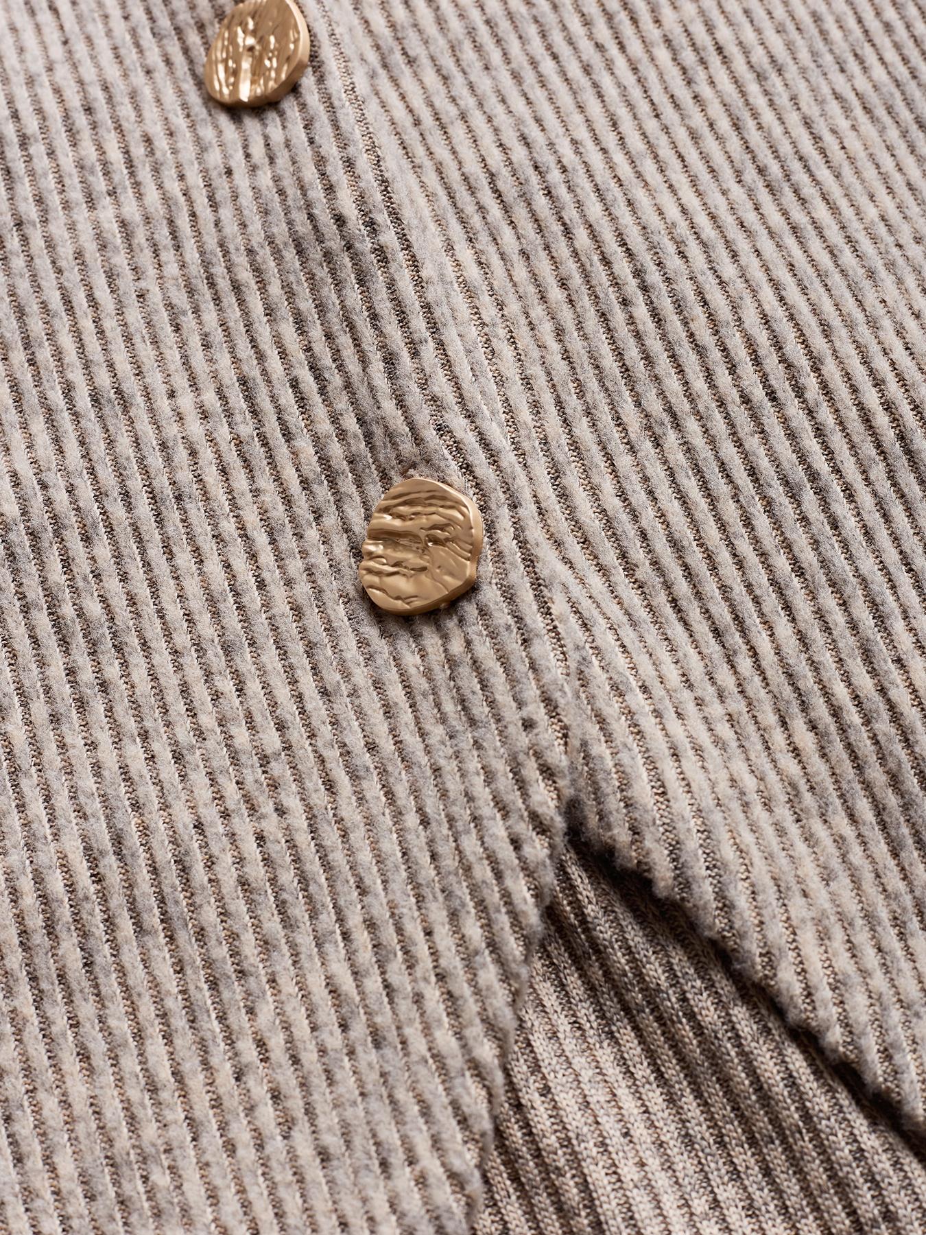 Women's Autumn Winter Set, Knitted Long Sleeve Boat Neck Top with Buttons & Ribbed Long Pants, Casual Loose Fit for Ladies