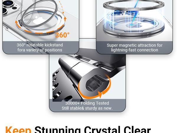 Temdan Designed for iPhone 16 Pro/16 Pro Max Case, 360°Rotatable Ring Stand Case Accessories Cover Protector Protection Protective Casing Cellphone