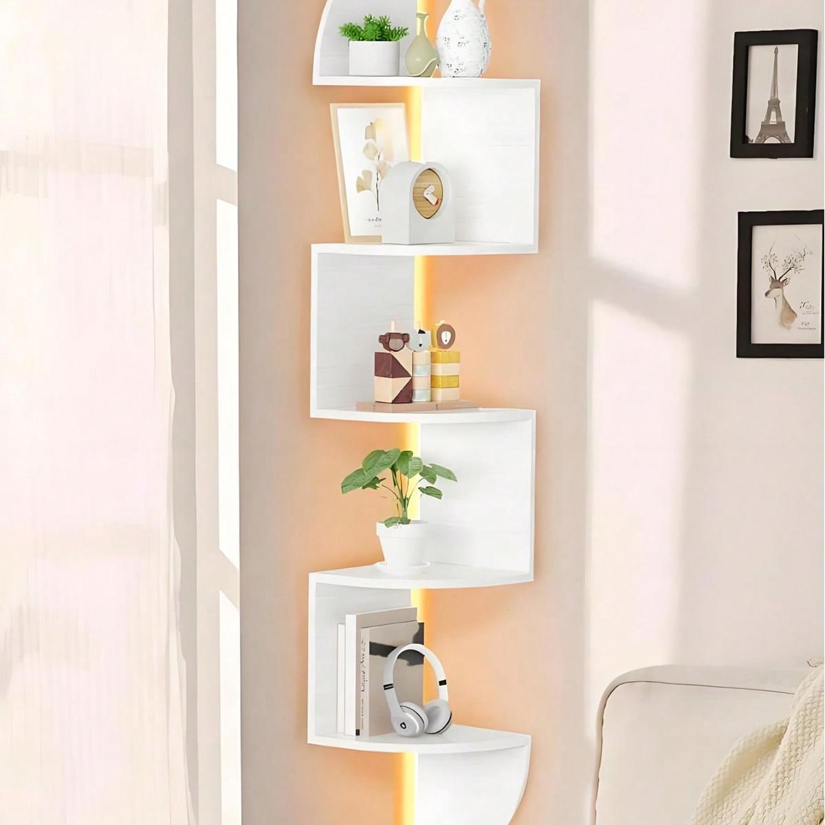 Corner Floating Shelf, Bedroom Living Room Bathroom Wall Mounted Storage Rack, 2/5/7 Layers Space Saving Decorative Shelves, Wall Mounted Organizer