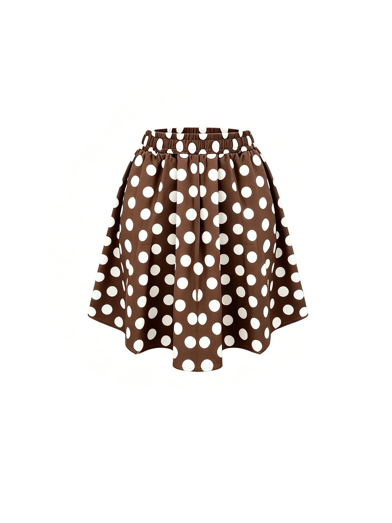 Women's Elegant Chic Casual Polka Dot Sleeveless Spaghetti Strap Halter Top Short Skirt Two-Piece Set, Perfect Choice for Summer Vacation, Stylish and Comfortable