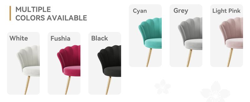 Velvet Accent Chair with Gold Metal Legs, Vanity Chair for Makeup Room, Upholstered Guest Chair for Living Room, for Bedroom, Black