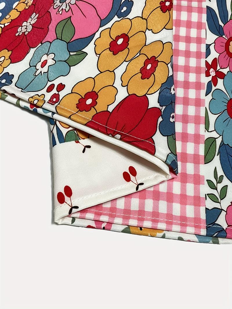 Plus Size Colorblock Print Pocket Skirt, Casual Waist Tie Long Half Skirt, Comfortable and Stylish Women's Fashion