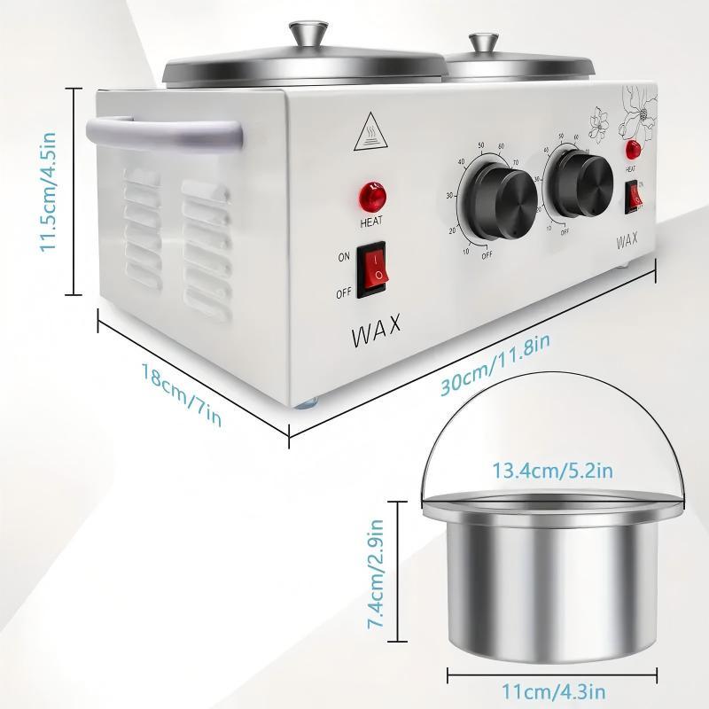 Professional Electric Wax Heater Machine with Adjustable Temperature 0-80°C Dual Pots Fast Overheat Protection for Home Salon Use Hair Removal Waxing Machine for Women Men Compatible with All Wax Types Sleek Design