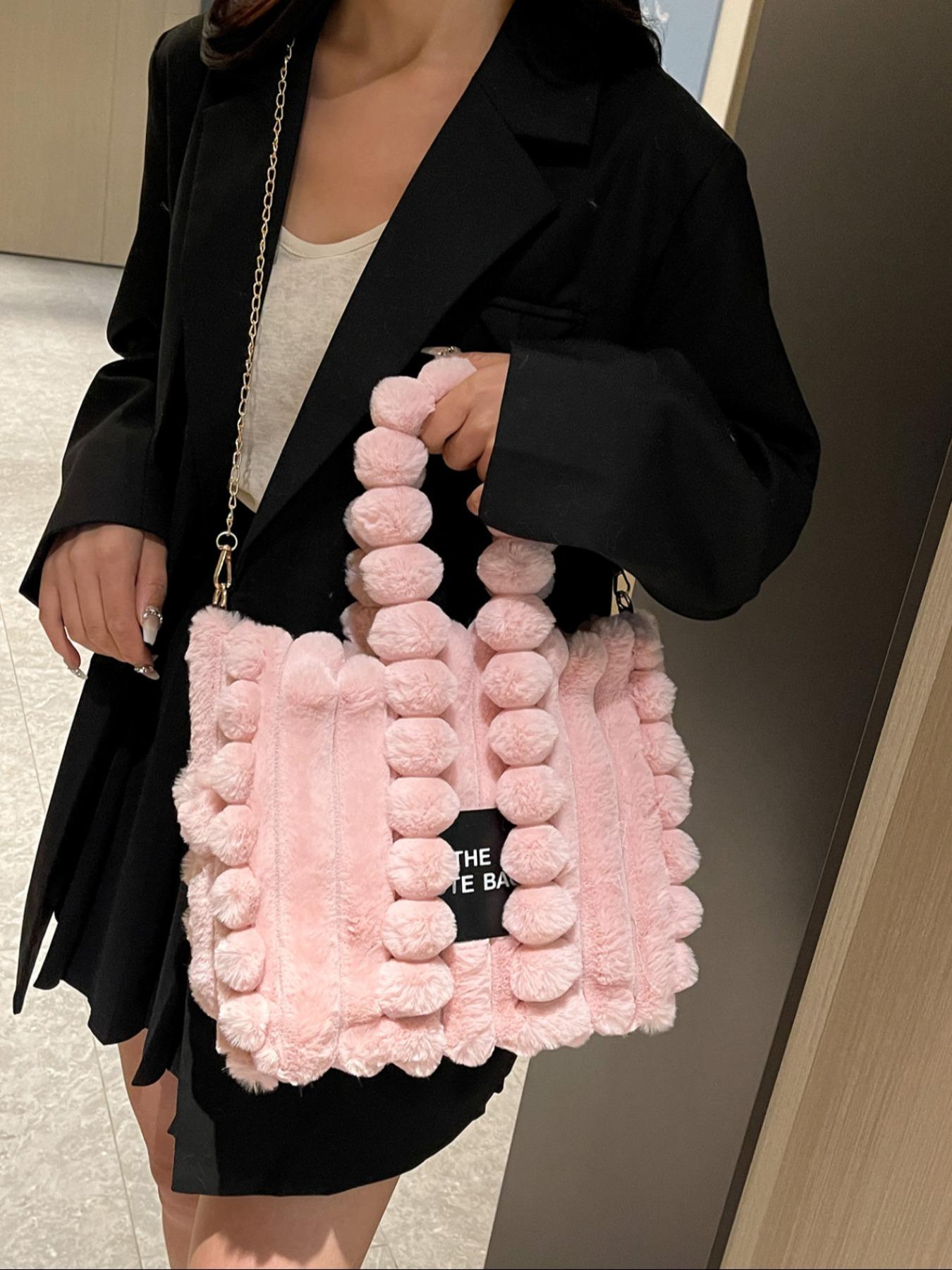 Plush Satchel Handbag for Women, Fall & Winter Fashion Accessory, Soft Plush Design Ideal Gift, Daily Use Casual Style Bag, Handheld Bag Purse