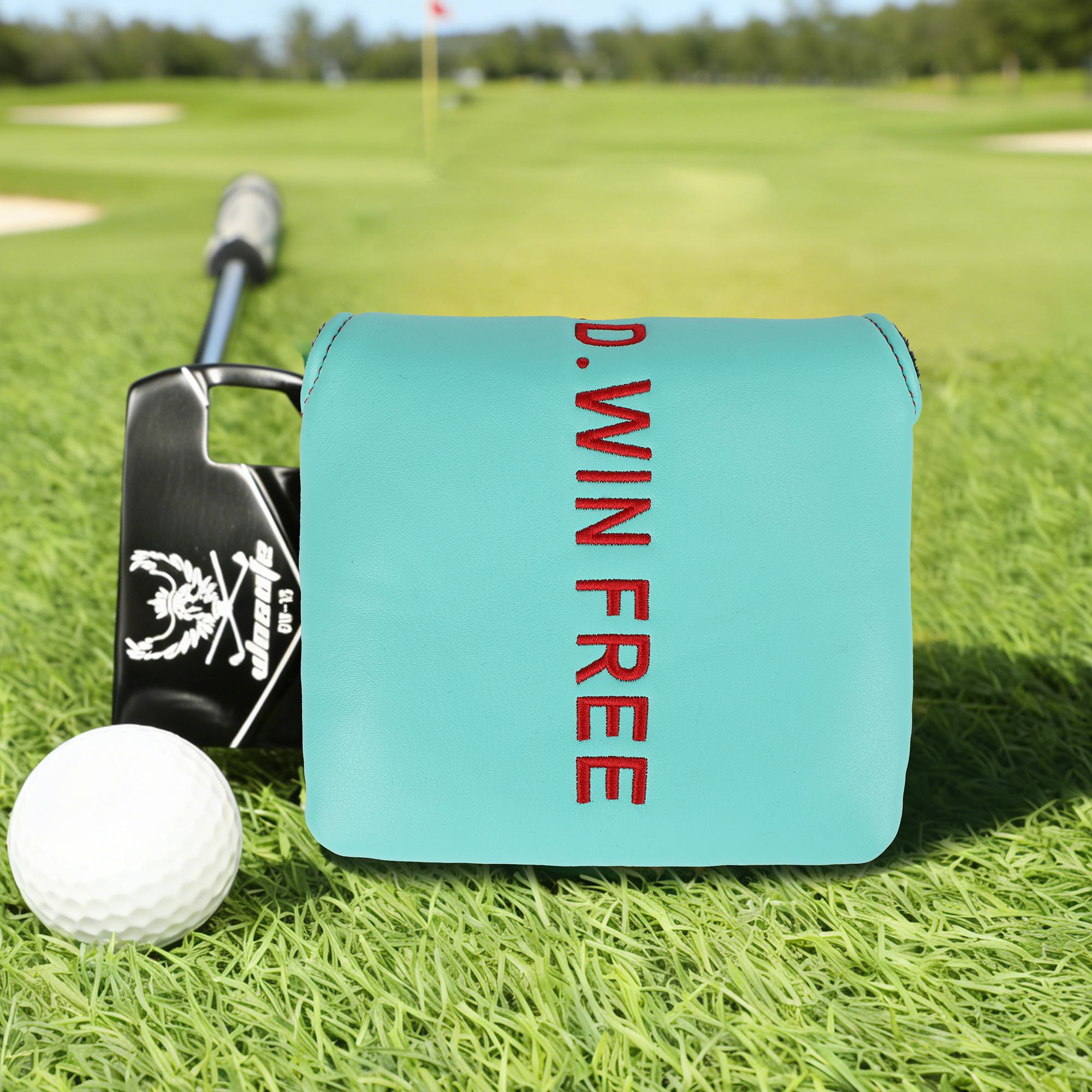 Golf Putter Cover,Durable PU material with simple lettering embroidery,Magnetic closure,Designed for Mallet putters,Golf Accessories, Golf Club Protection Covers, 5 Colors Available