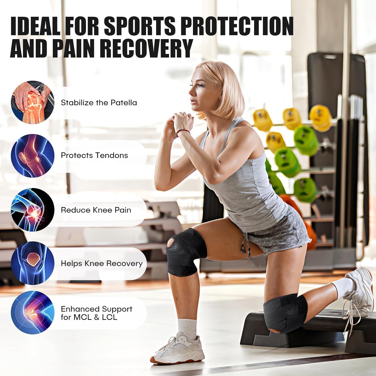 Adjustable Sports Knee Brace with Side Stabilizer, Professional Compression Support for Men & Women, Patella Pad, Arthritis Pain Relief Adjustable Sports Knee Brace with Side Stabilizer, Professional Compression Support for Men & Women, Patella Pad, Arthritis Pain Relief