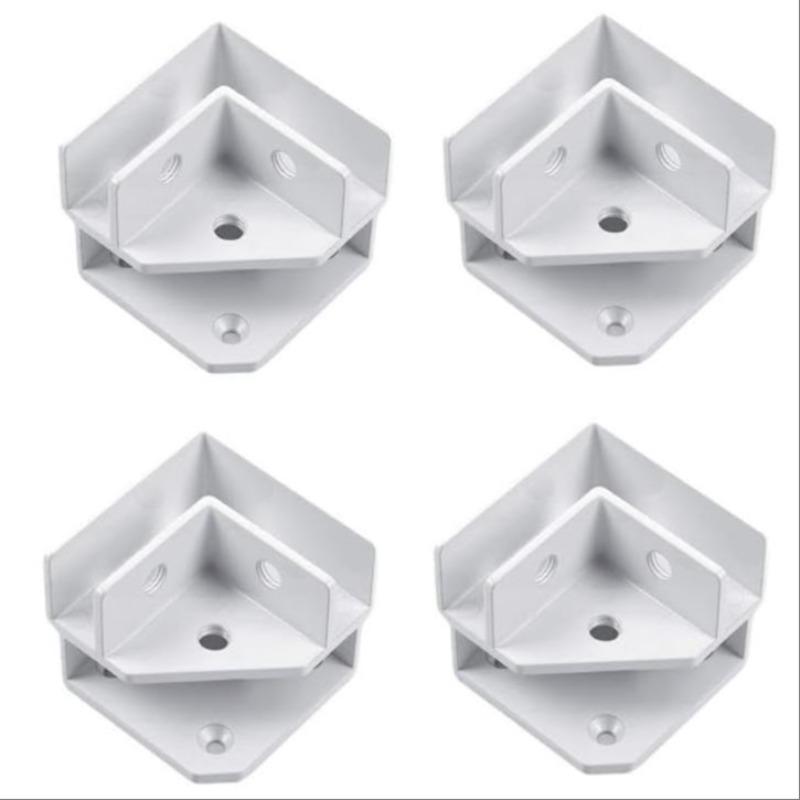 4pcs Adjustable 90-Degree Glass Clips Set, Ideal for Wine Cabinet, Display Rack, Custom Shelving, Secure Glass Panels at Bottom Corners