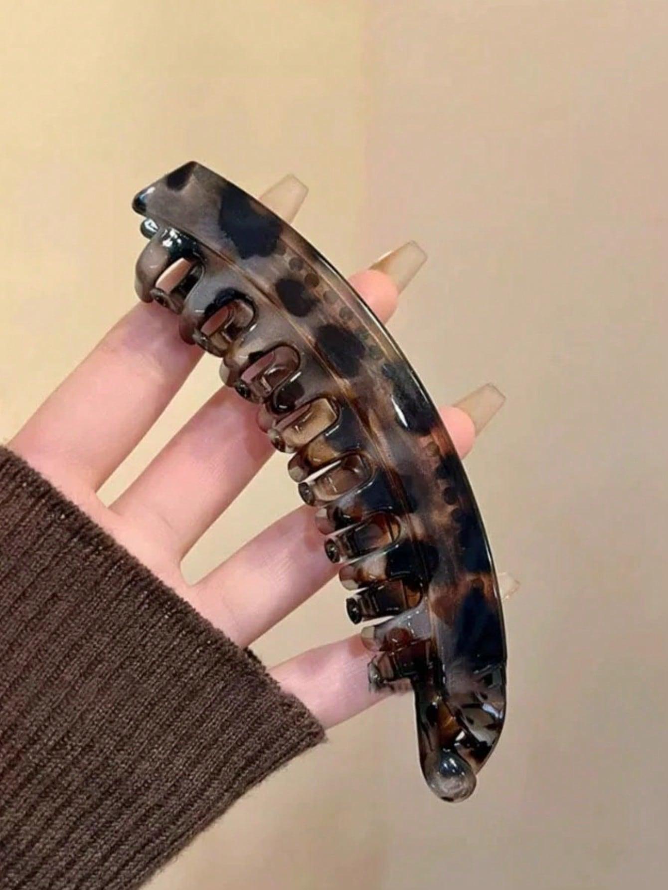 3pcs Non-Slip Large Banana Clips, Strong Hair Grip for Ponytails and Updos, Thickening Hair Volume, Leopard Print