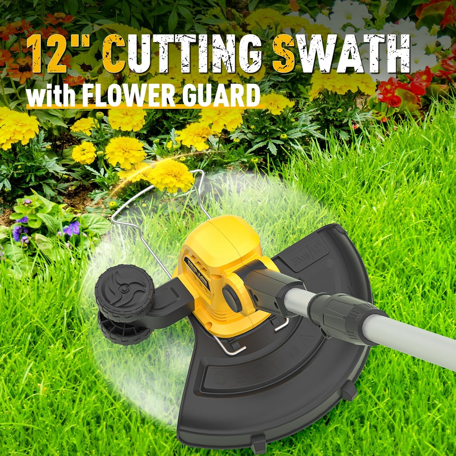 12 Inch 20V Cordless String Trimmer and Edger, 2-in-1 Weed Wacker Lawn Edger with 2x2.0Ah  and Charger,   Grass  with Auto Line Feed and 8 count Line for Yard, Garden