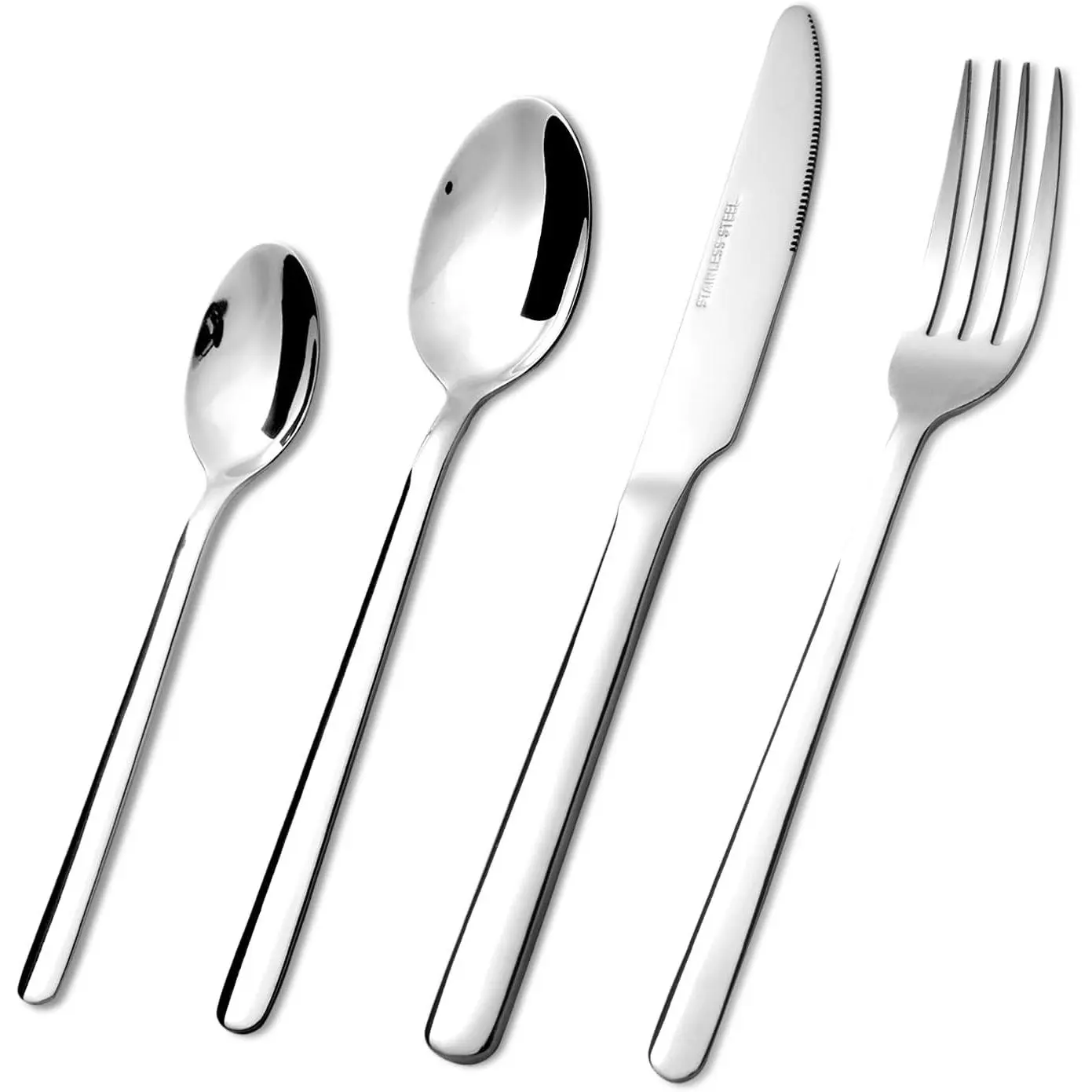 24 Piece Flatware Set Stainless Steel Silverware Utensils Cutlery Set Including Steak Knife Fork and Spoon, Dishwasher Safe for Home Kitchen and Restaurant